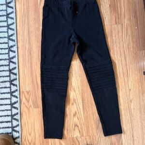 TEA collection girls black moto leggings tights pants stretch 10